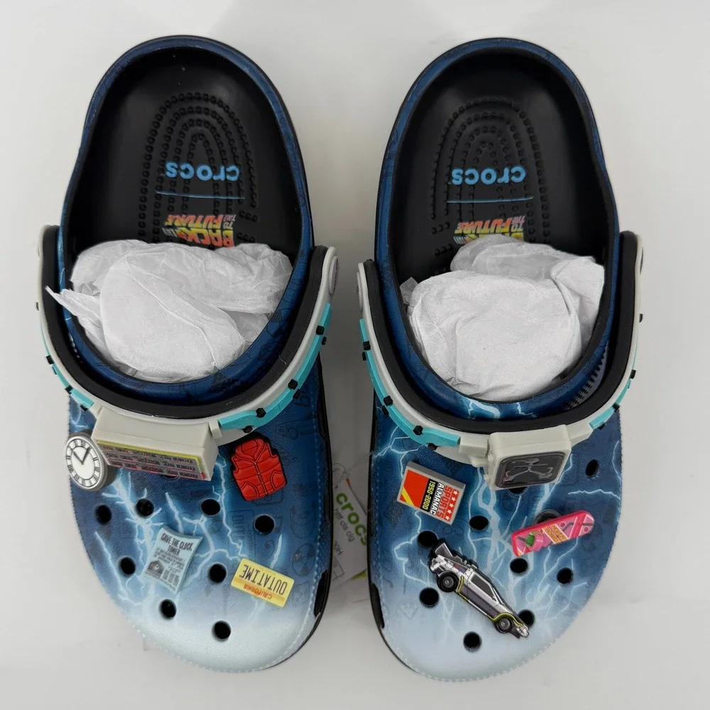 Crocs Back to The Future Classic Clogs Men 7/Women 9 Jibbitz Light Up 211503-90H